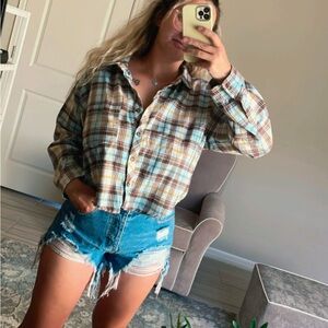 Plaid Button-Up Women's Top